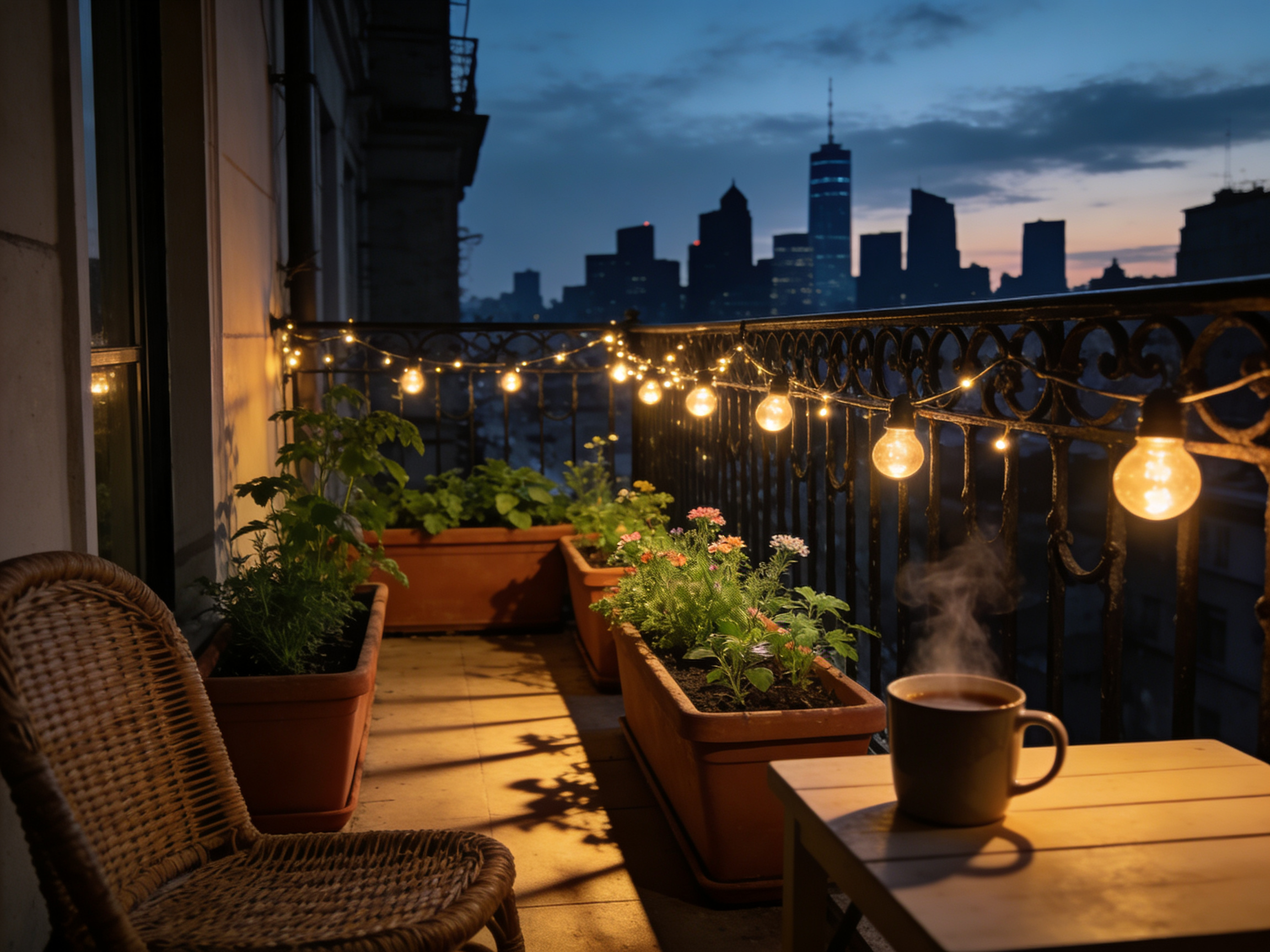 Şehir manzaralı geniş balkon